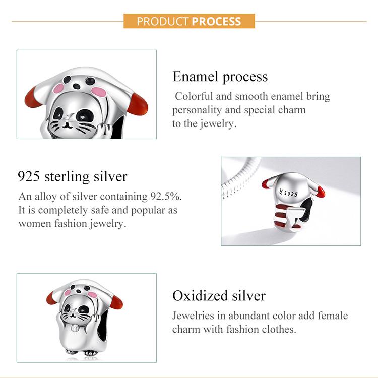 WOSTU Бусины из стерлингового серебра 925 пробы с изображением животных, подвеска в виде милого кота, подходит для оригинального браслета, ожерелья, ювелирные изделия своими руками