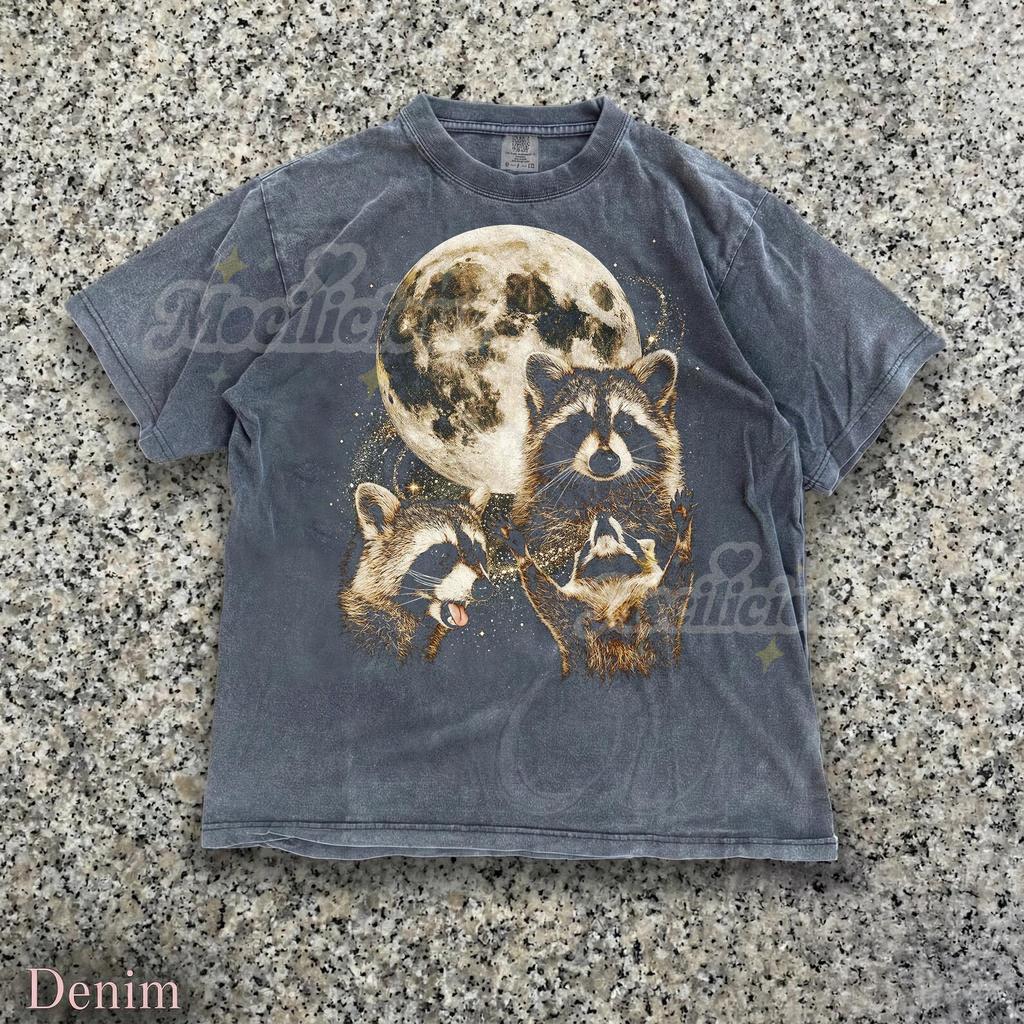 Vintage Raccoon 90s Graphic Comfort Colors® Tshirt, Three Raccoon Moon Retro Trash Panda Faded Tee, Nature Y2k Streetwear, Animal Gift