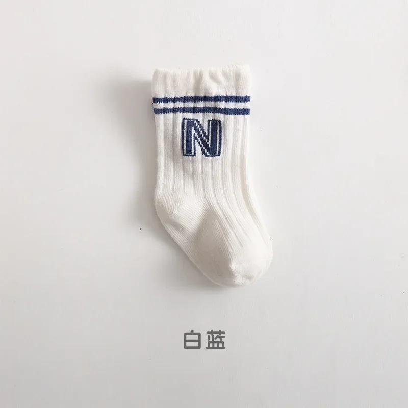 1 Pair Fashion Baby Sock for Boy Girl Korean Chic Letter N Calf Sock for Toddler Cute Spring Autumn Soft Cotton School Sock