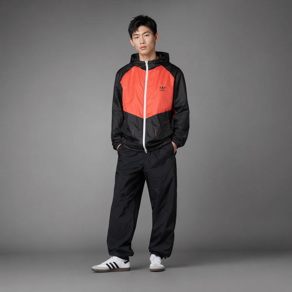 adidas Мужская ветровка Originals с капюшоном, двусторонняя, с принтом, цветовыми блоками, на молнии CW5168