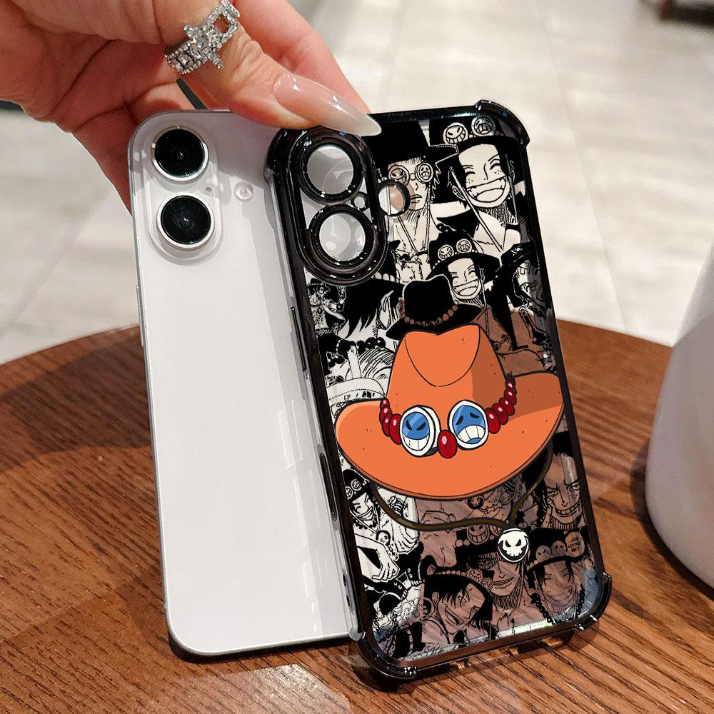 Cool Portgas D Aces Plating Phone Case For Xiaomi Redmi A7 15 A3 15C 14C K50 Note 15 14 13 12 12s Pro Plus 4G5G Anti Fall Airbag