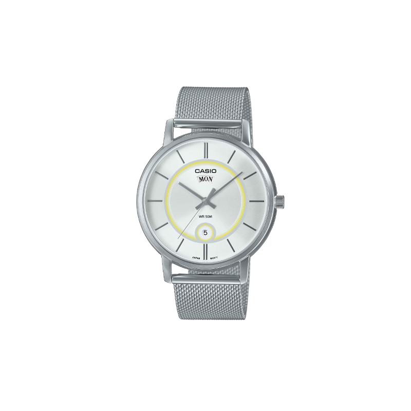 Casio Стандартная серия 50 метров водонепроницаемые Кварцевые Стальной ремешок мужские часы серебристые MTP-B120M-7AV