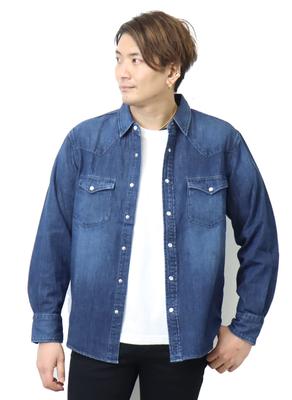 Рубашка в стиле вестерн с длинным рукавом из денима ET2129 Medium Blue L для мужчин