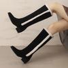 Women's Low-heeled Boots Autumn and Winter New Comfortable and Warm Thick-heeled Large-size Plush Medium Boots