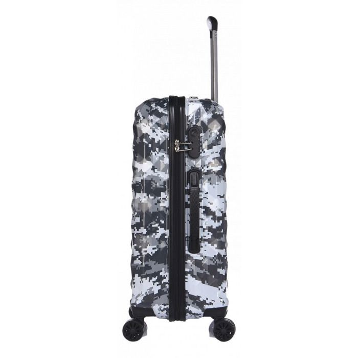 Cabin Suitcase - LYS - Camouflage Grey - Polycarbonate - 55x38x20 Cm - 4 Silent Wheels