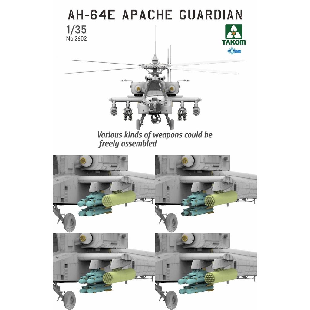 Пластиковая модель ударного вертолета армии США Apache Guardian Tacom TKO2602, цветное литье 1/35 AH-64E