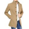 Men Stand Collar Long Sleeve Woolen Coat Single Breasted Pockets Mid-length Casual Windbreaker Outwear