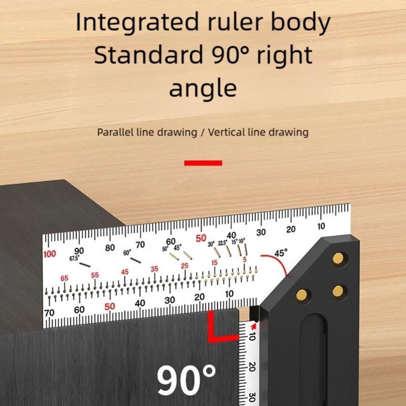 Многофункциональный стальной столярный инструмент: Направляющая под углом 45° и угольник для разметки 90° - Улучшения для точной разметки и измерения