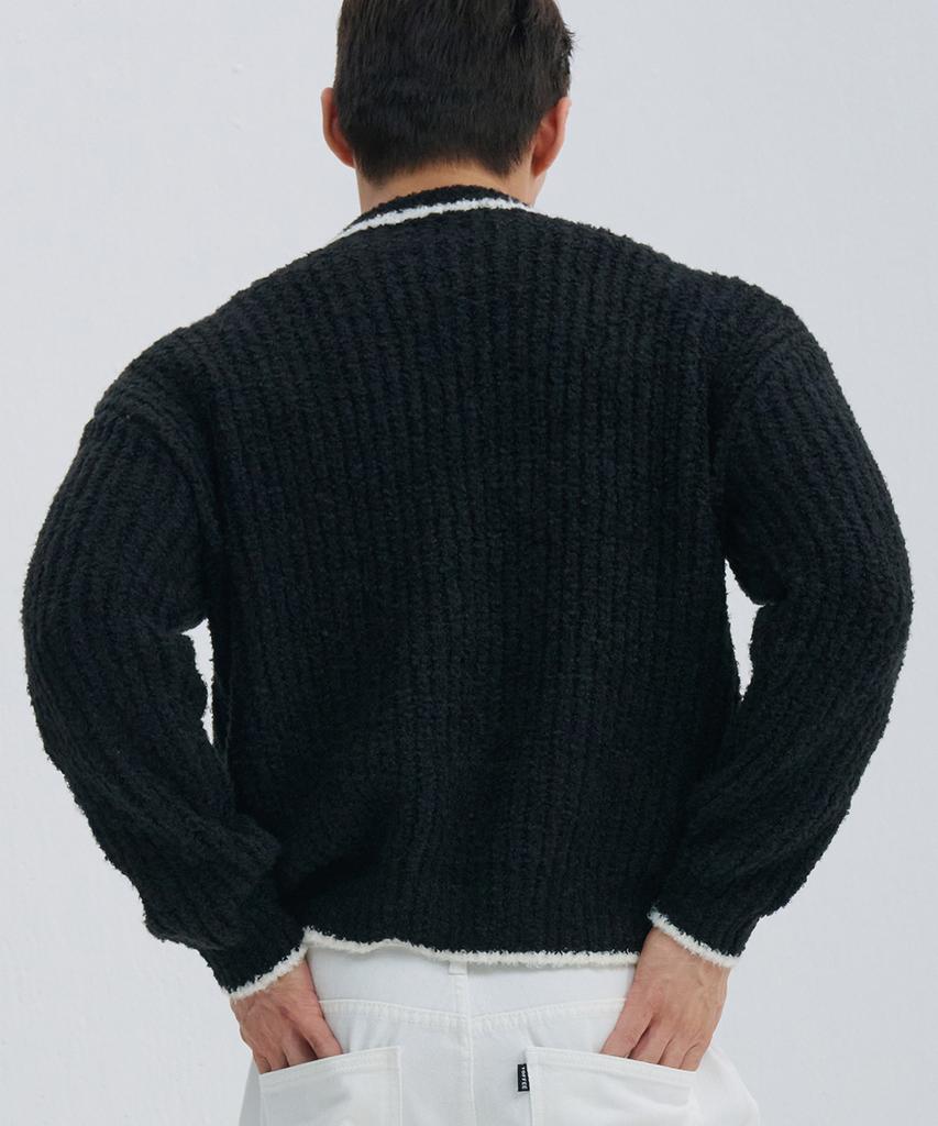 NINEZ V-Neck Boucle Oversized Knit (2 Colors)