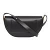 Burberry Black Smooth Leather Saddle Shoulder Bag With Gold Logo Print For Daily Use