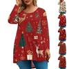 Women's Fashion Large Size Round Neck Long Sleeve Casual Christmas Print Loose Pullover Top