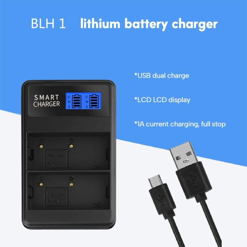 Convenient and Portable BLH1 LCD Double Slot Charger Camera Battery Charger for Olympus EM1 MARKII EM1-2 EM1 Mark 2 EM1