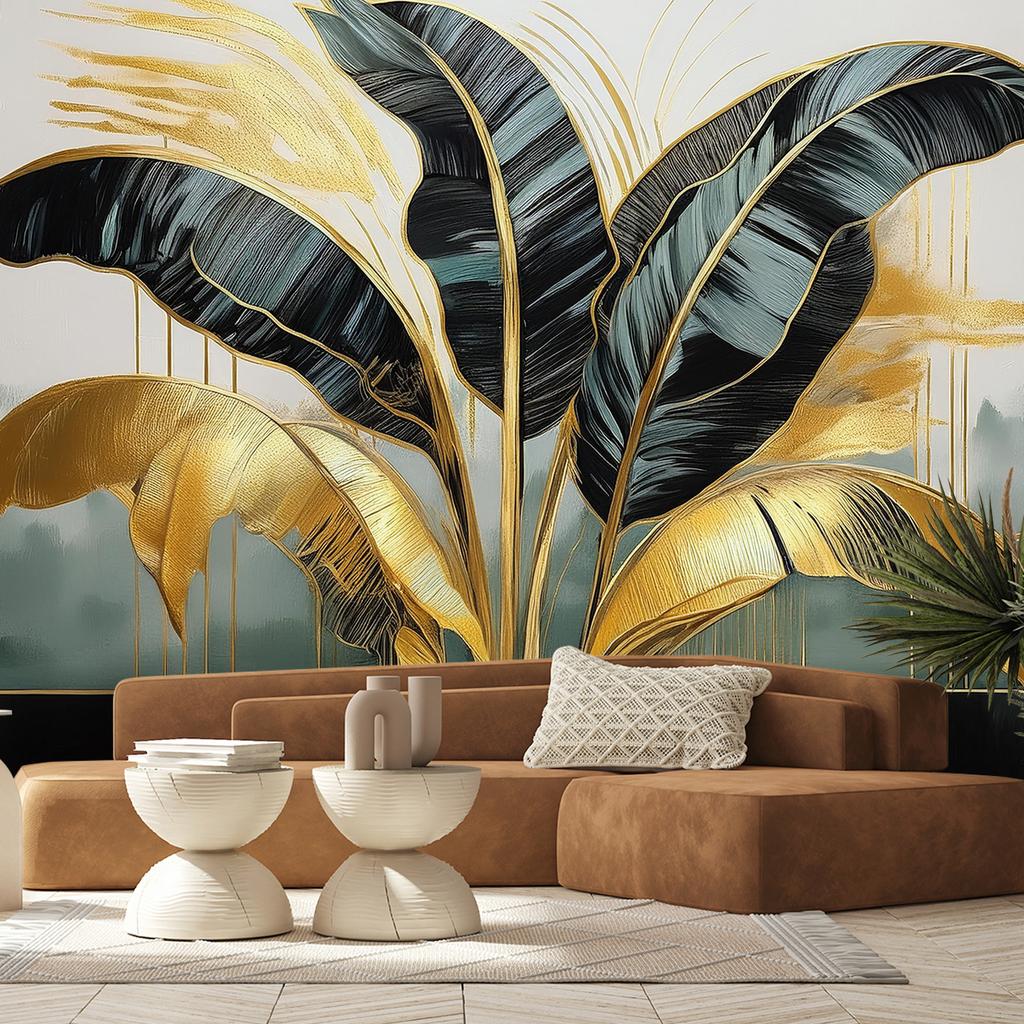 Wallpaper Art Deco Banana leaves