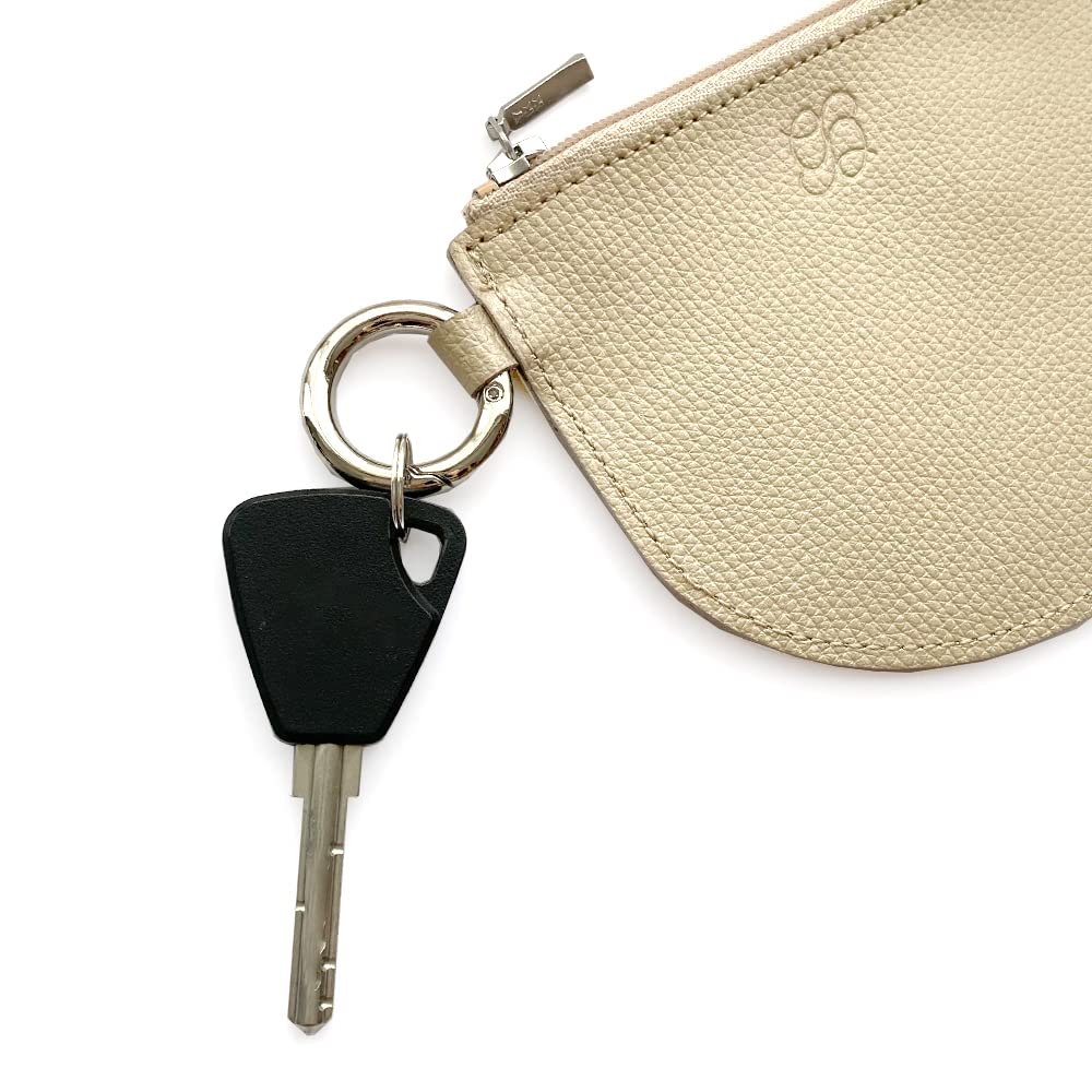 Круглый картхолдер из натуральной кожи, чехол для проездного, держатель для проездного, кошелек на молнии для мелочи, стильный, из итальянской кожи Crumbs, 1 шт. [Gratia] (черный)