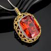 Jewelry Copper Bottom Gold-Plated Simulation Color Treasure Orange Hollow Pendant Necklace Stone 20 * 28