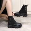 Мода 2025 Сапоги Женские Осень Зима Искусственная Кожа Ботильоны Мотоциклетные Ботинес Женские Массивный Каблук Платформа Сапоги Ботас Мухер