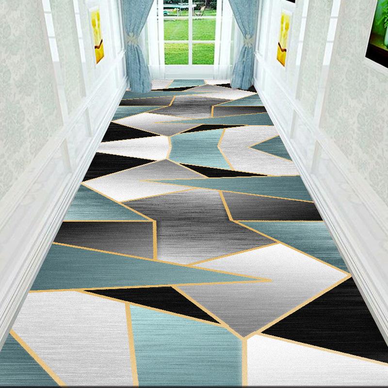 Geometric Style Long Corridor Carpet Non-slip Hall Runner Easy Clean Hallway Area Rugs Washable Porch Entry Doormat