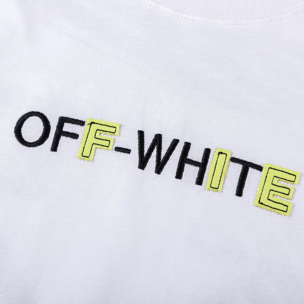9037 Off-White 2025 Spring/Summer New Collection: Embroidered Arrow Round Neck Hooded Short Sleeved T-shirt for Men and Women