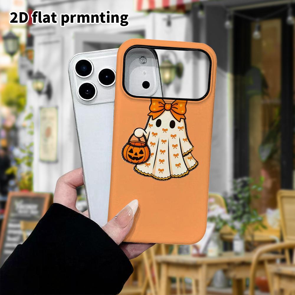 Phone Case: 2D flat design suitable for iPhone 18 17 16 15 14 13Pro film protective case, couple style, bow ghost, Christmas and Halloween gifts