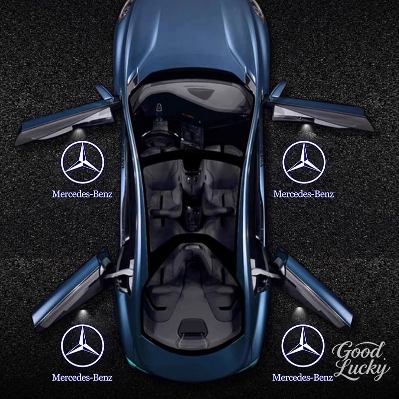 YDC4 LED Car Door Welcome Warning Light Projector Logo Decoration Accessories For Mercedes Benz Amg W204 W213 W205 W211 W212 W176