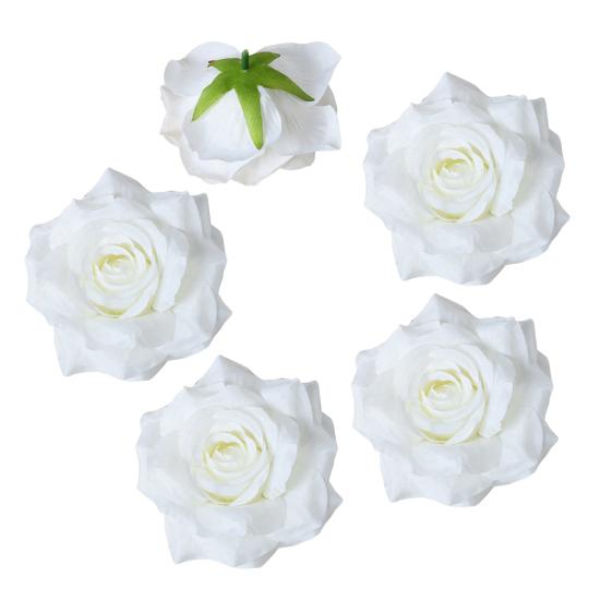 5 Pcs Artificial Rose Flower Heads Realistic Fake Silk Rose Head for Home DIY Flower Wall Wedding Party Birthday Baby Shower Decor