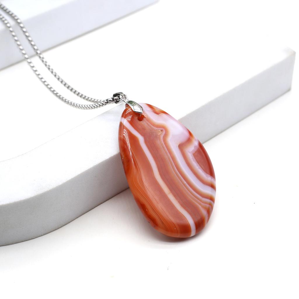 Ожерелье из натурального камня, изысканная овальная полосатая подвеска из агатов для женщин, подарочная цепочка на день рождения, 60 см