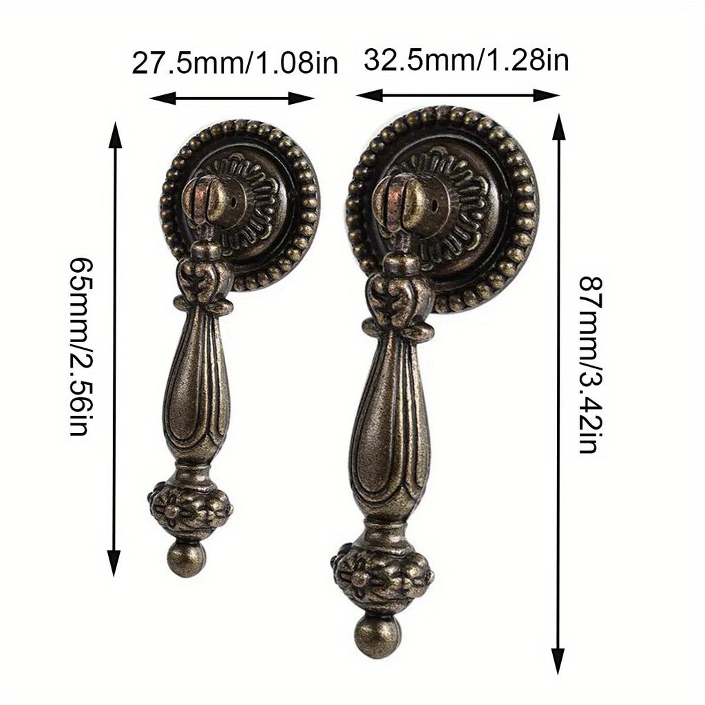 2pcs Vintage Single Hole Zinc Alloy Cabinet Door Handle, Drawer, Clothing Cabinet Handle