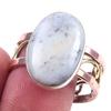 Natural Dendrite Opal Gemstone 925 Sterling Silver Two Tone Ring Size 10.5 B3U67