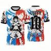 Лето 2026 One Piece Луффи "Нет. Дышащая быстросохнущая футболка с 3D-печатью "10 комикс-раскадровок" для мужчин и женщин, родительские топы