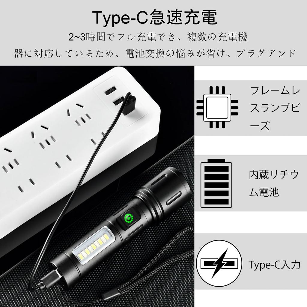 JEKYDOSD Мощный ручной перезаряжаемый светодиодный фонарик с белым красным COB рабочим светом IPX6 Высокий 6 уровней яркости Алюминиевый компактный портативный фонарик для экстренных ситуаций