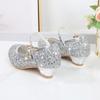Детские туфли на высоком каблуке с блестками для девочек, блестящие туфли принцессы с кристаллами, торжественная обувь для вечеринок