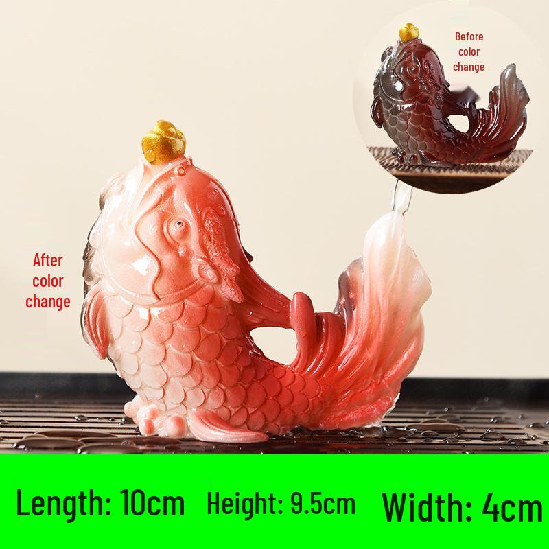 Счастливый Золотой Карп Меняющий Цвет Чайный Питомец – Высококлассное Украшение для Чайных Столиков