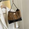 Autumn and Winter Bags Women's New Contrasting Color Retro Chain Single Shoulder Underarm Bag Portable Crossbody Shoulder Bag Trend
