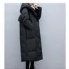 Hooded Women Solid Long Parkas Korean Loose Casual Regular Splice Cardigan Full Sleeve Thick Mid Length Coats Autumn Winter