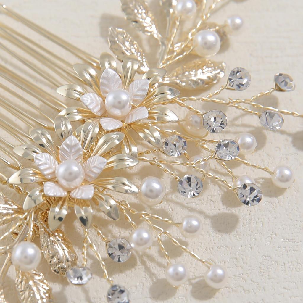 Famihot Hair Headpiece with Flower Pearl and Hairpin Set of Delicate Hair Accessories for and Traditional Japanese Clothing Ornament, Motif, Comb, 3,