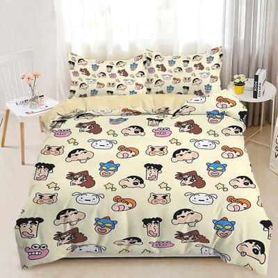 Японское аниме Crayon Shin-chan Стеганое одеяло Наволочка с 3D-принтом Шин-чан Постельный комплект Пододеяльник для детей и подростков