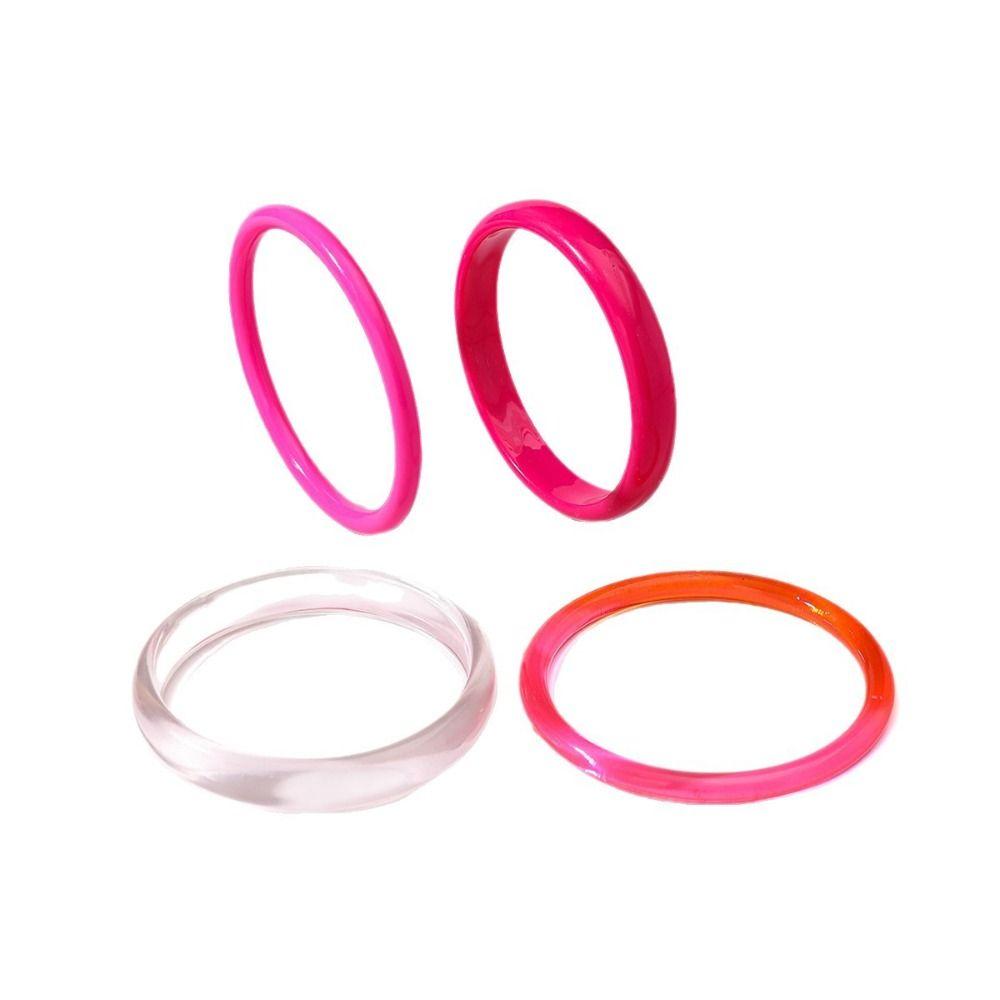 4Pcs/Set Multicolor Resin Bracelet Semi Transparent Punk Bracelet Set Acrylic Cuff for Teenagers