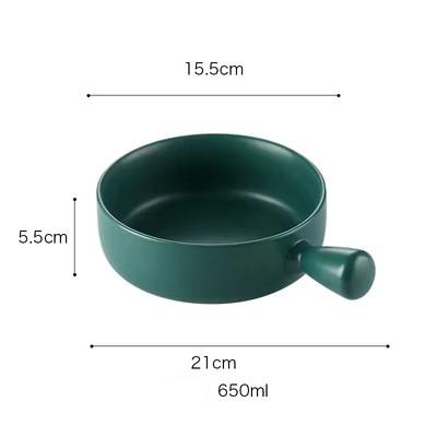 Factory Direct Sell Color Glazed Matte Nordic Baking Bowl Noodle Salad Bowl Ceramic Bowl With Handle