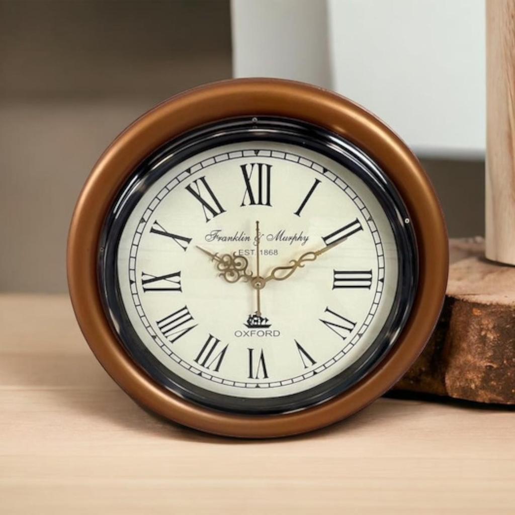 Handmade Wooden Wall Unique Wooden Tringle Wall Clock Large Modern Metal Clock with Silent Movement Stylish Home Decor Vintage Style Natural