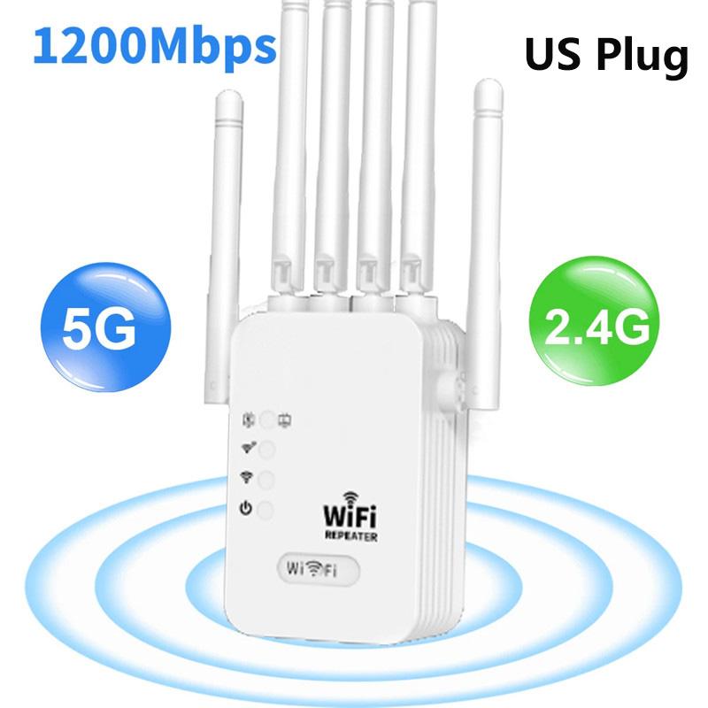 1200Mbps Wireless WiFi Repeater WiFi Signal Booster WIFI Range Extender 2.4G/5G Dual-band Network WiFi Amplifier WPS Router