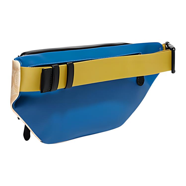 New COACH Track Cow Leather One Shoulder Crossbody Fanny Pack Men's Blue & Beige CH587-QBVFG