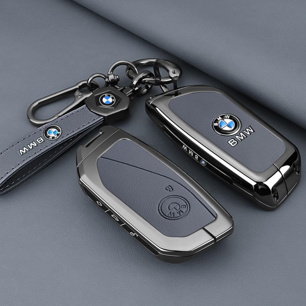 EVJT4 Hot 2025 Zinc Alloy Leather Car Key Case Cover Shell For BMW Series 7 735i 740Li X7 X1 U11 2023 I7 G07 LCI XM Remote Keychain Ac