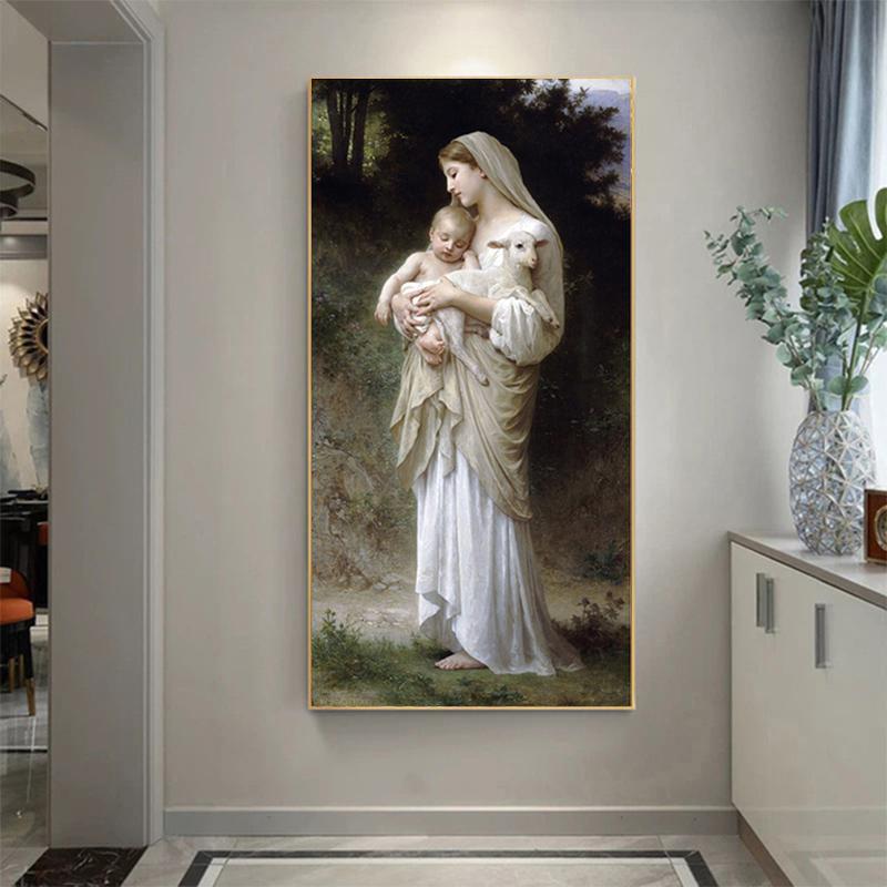 Абстрактные портреты Иисуса и Девы Марии, детские портреты, постеры и принты, скандинавские настенные художественные холсты, картины в гостиной