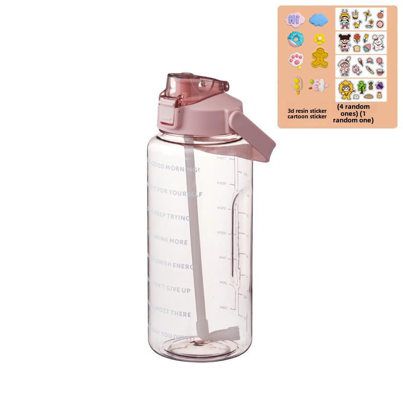 Бутылка для воды из пластика с градиентом большой емкости с соломинкой