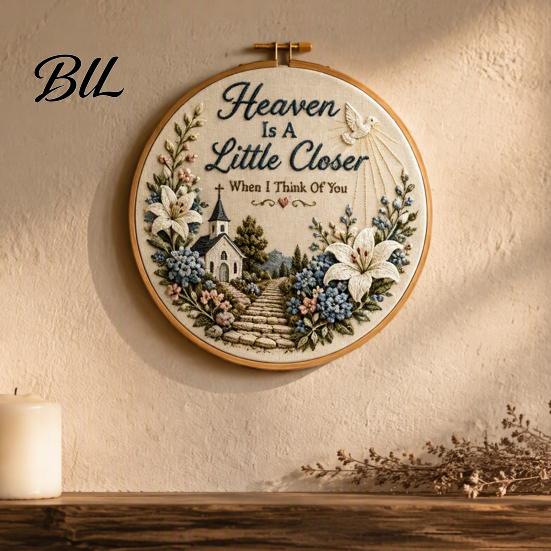 Creative Crafting Kit Memorial Embroidery for Beginners, Pre-Stamped Pattern Starter Beginner Tutorial Needlepoint with Hoop, Threads, Needles