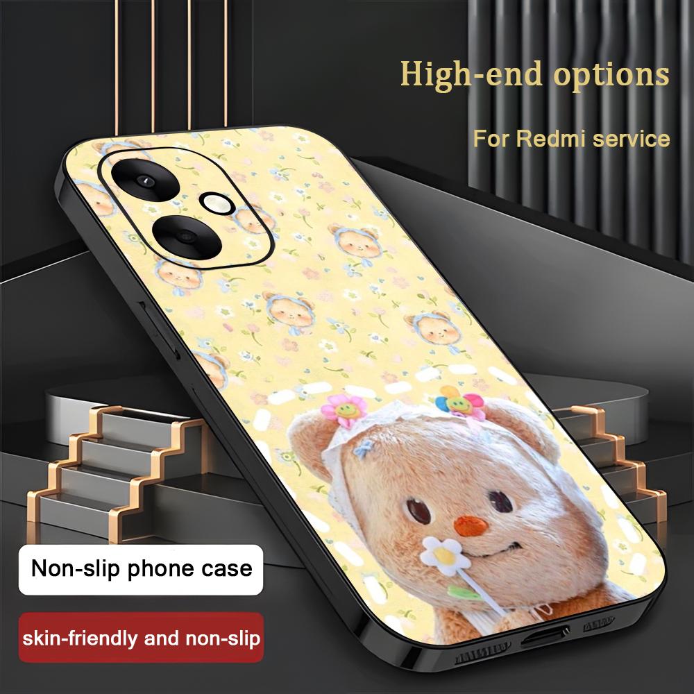 Бренд B-Butter Bear Мультяшный чехол для телефона для Xiaomi Redmi 14C 13C 12C Note14 13 12 11 10 Pro Plus S Мягкий черный чехол для телефона