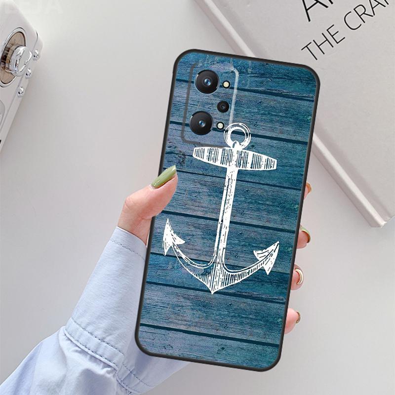 Stripes Anchor Boat Ship For Realme C67 C61 C75 C55 C53 C51 C21Y C25S GT 6 6T 5 GT7 Pro 10 11 12 13 14 Pro Plus Case