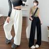 Белые широкие брюки для женщин с драпировкой, прямые повседневные брюки из денима, корейские узкие и универсальные брюки в пол с высокой талией