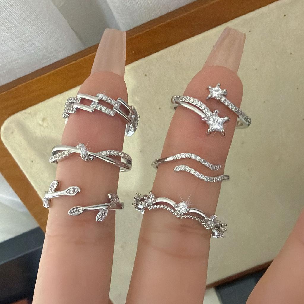 Xiaomi 925 Sterling Silver Rings For Women Geometric Fine Jewelry Finger Adjustable Shinning Simple Zircon Ring For Party Birthday Gift