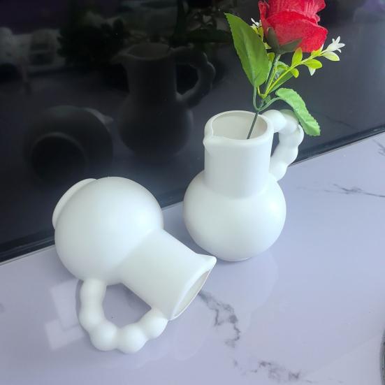 Деревенская ваза с ручкой Ретро Имитация керамической вазы Кувшин Дизайн Белая Декоративная Пластиковая ваза Гидропонный Плантатор для Фермерского дома Центральный элемент Дома